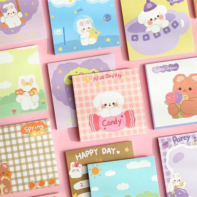Korean Ins Cartoon Sticky Note Creative Cute Notebook Student Office Supplies Accessories Memo Pad Stationery Message Plan Label
