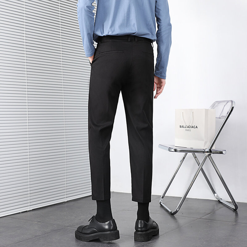 Pantalones de traje finos para hombre, pantalón suelto de estilo coreano, de negocios, informal, a la moda, primavera y verano, 2022