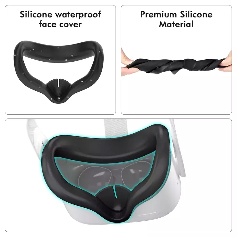 Funda protectora de silicona para Oculus Quest 2 Quest2 VR, cubierta de cabeza, almohadilla para los ojos, mango, accesorios VR