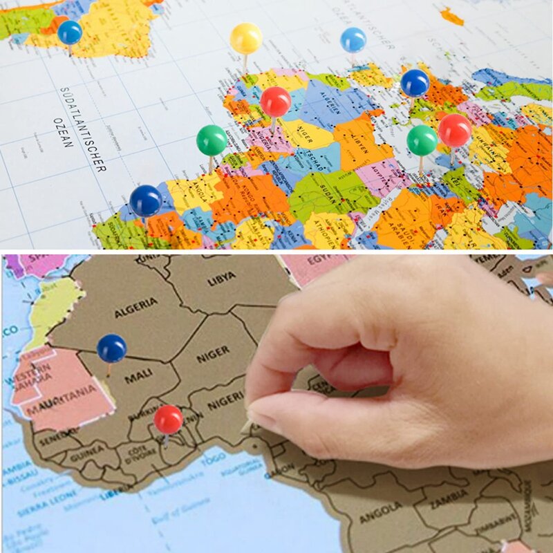 Tachuelas de plástico multicolor para mapa, tachuelas de cabeza redonda con puntos de acero para marcado de tela de tablón de anuncios, 500 piezas