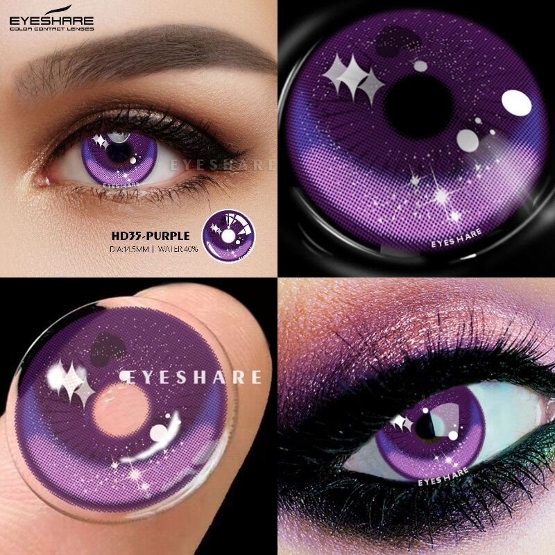 Цветные контактные линзы EYESHARE для косплея, 1 пара, аниме, для Хэллоуина, макияж, голубой цвет, цвет глаз, ed, ежегодные контакты