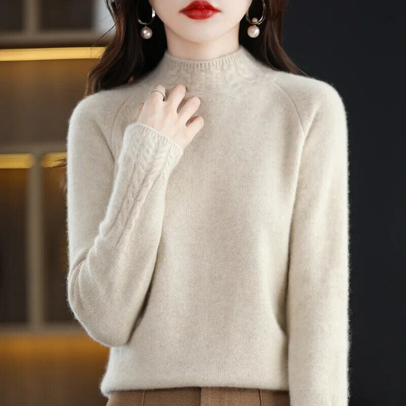 Nuovo autunno e inverno mezzo dolcevita maglione spesso donna allentato Slim Twist Pullover camicia corta in maglia