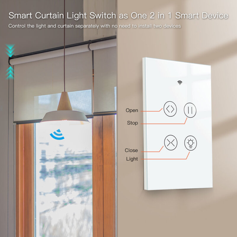 Waterproof Wi-fi2.4ghz Tuya Smart Wifi Rf Glass Panel Smart Life App Curtain Light Touch Switch Remote Control Voice Control