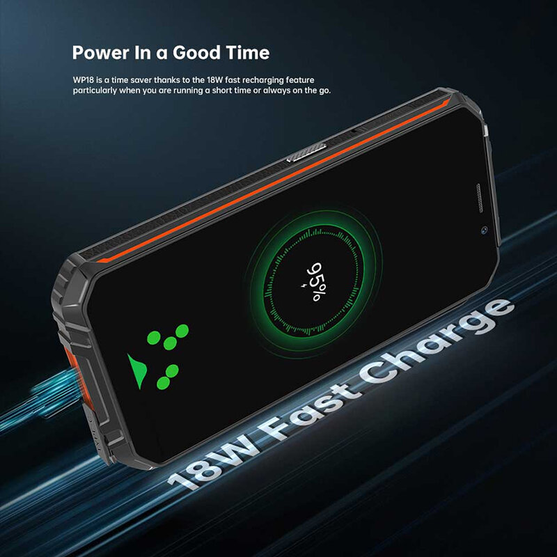 OUKITEL WP18 12500mAh Battery Rugged Smartphone 5.93'' HD Quad-Core Helio A22 4GB+32GB Cell Phone Android 11 4G Mobile Phone