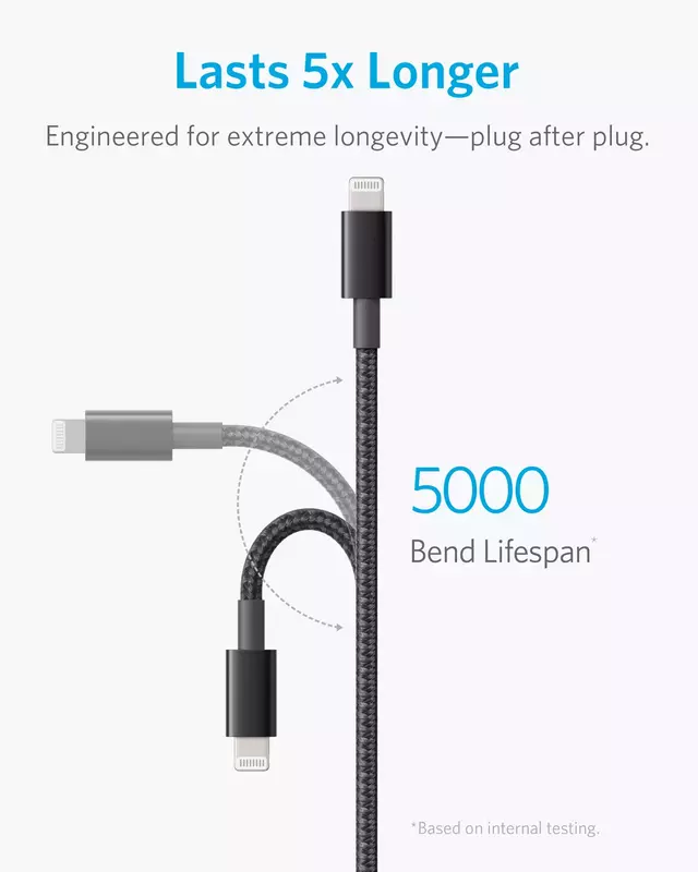 An-ker – câble de charge usb 3,3 pieds, certifié MFi, en Nylon, Double tresse Premium, pour iPhone11/iPhone12