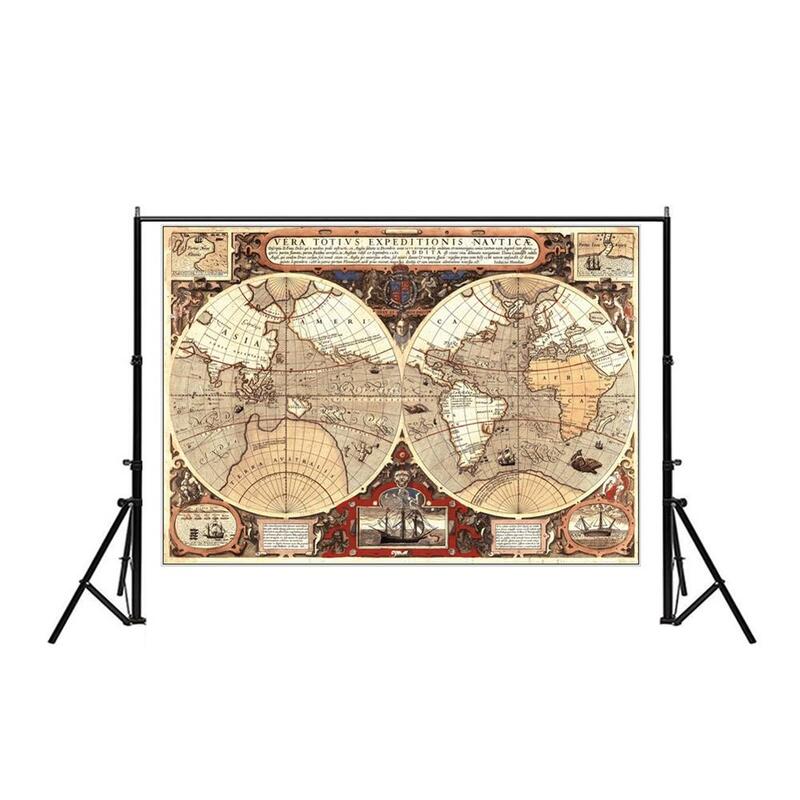 60x90cm Creative Vintage World Latin Map Home Office Wall Decor Map HD Canvas Spray Painting
