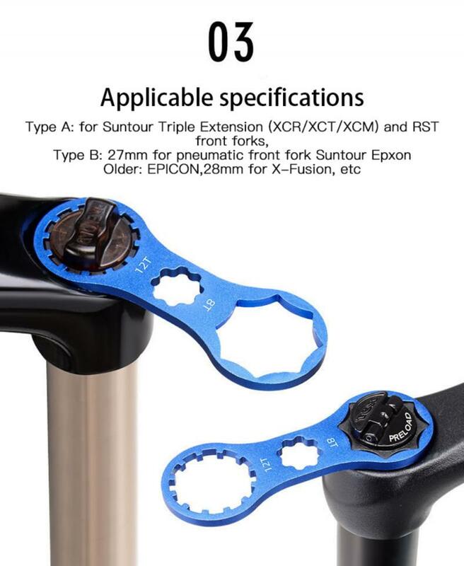 Strumenti di riparazione della forcella anteriore della bicicletta della chiave della spalla della forcella della bici di MTB per lo strumento di rimozione della forcella anteriore di Suntour XCR XCT XCM RST 8/12T 27/28mm