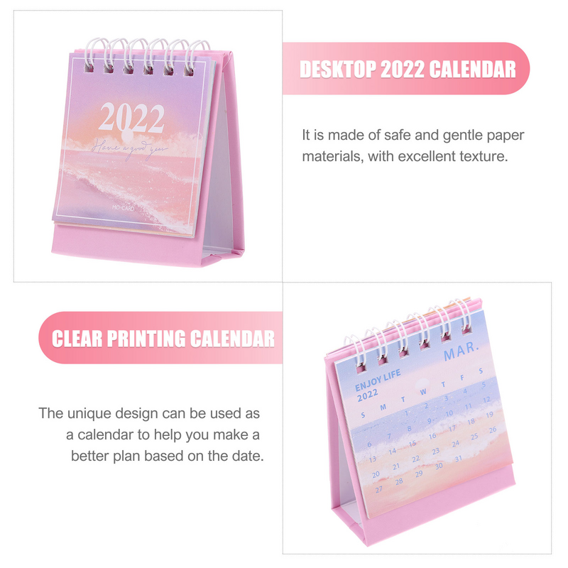 Calendario decorativo de 2 piezas, cuaderno de escritorio Simple, nota-bobina, para estudiantes, trabajadores de oficina