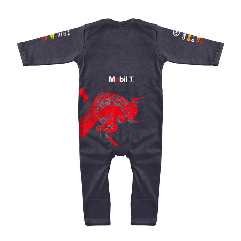 2022 Baru Penjualan Menarik F1 Pakaian Olahraga Musim Semi Gambar Cetak 3D Hewan Merah Bayi Laki-laki Jumpsuit Lengan Panjang Leher Kru Setelan Merangkak Balap