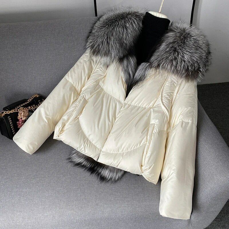 Winter Women Down Jacket With Fur Collar Real Fur Coats For Women Puffer Jacket Winterwear Real Fox Fur Coat Parka Female 2022