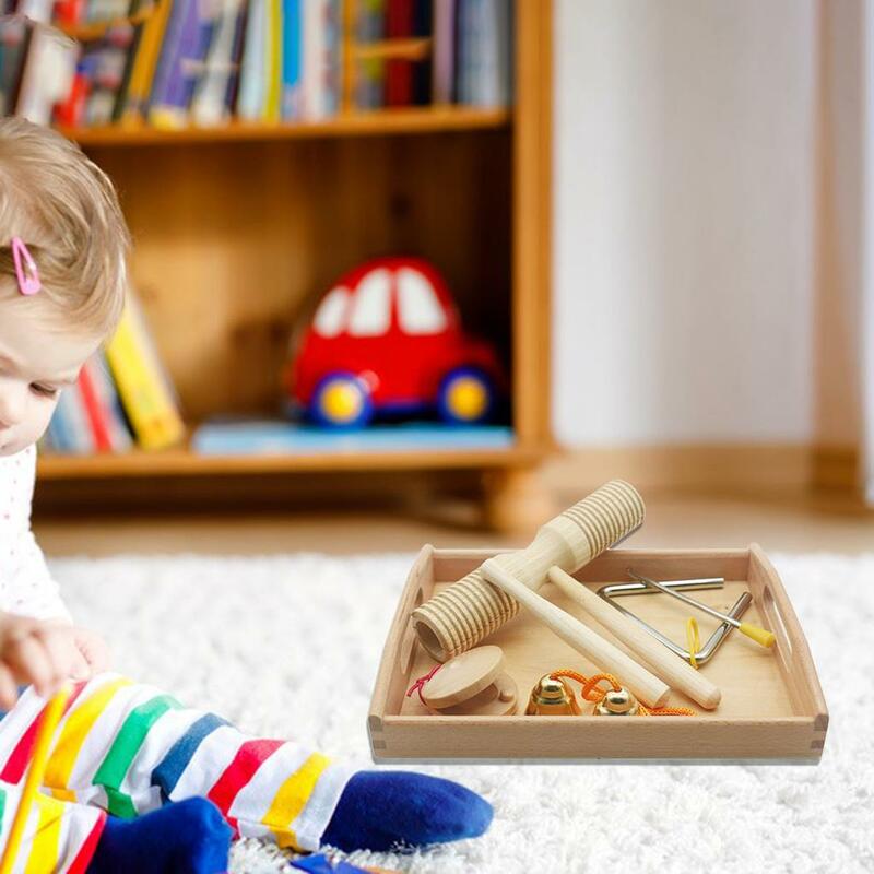 Hout Slaginstrumenten Driehoek Bell Baby Montessori Muziek Speelgoed Set