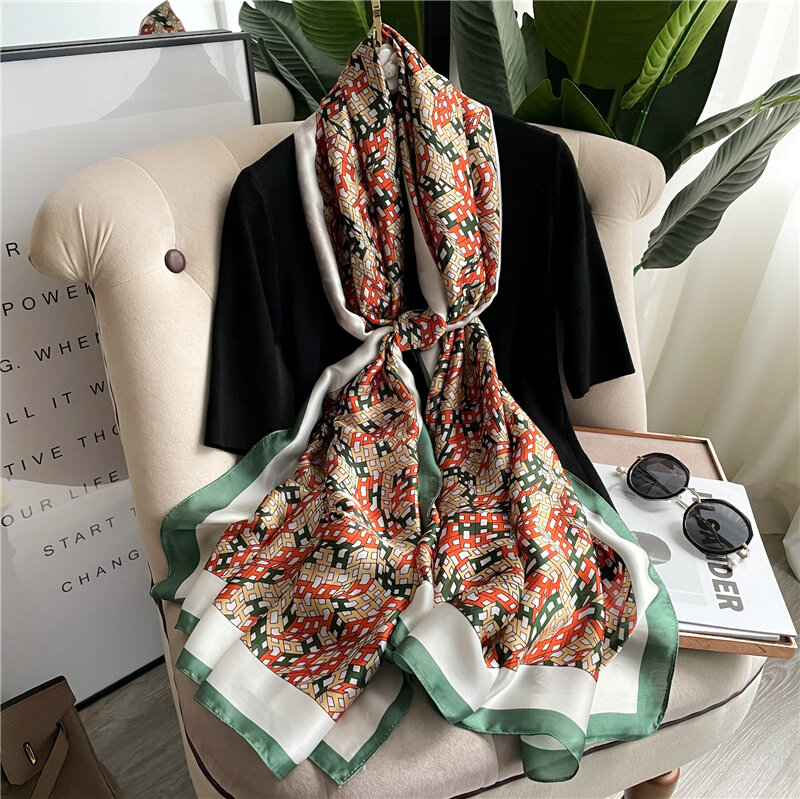 2022 lange Strand Silk Schal Frauen Schals Wraps Foulard Pashmina Weibliche Design Gedruckt Hijab Frühling Schals Neue Mode Bufanda