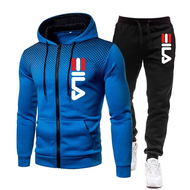 Mannen Sportsweartwo Delige Set Warme Jassen En Broek Rits Jassen Suits Outdoor Hoodies Sport Joggingpakken