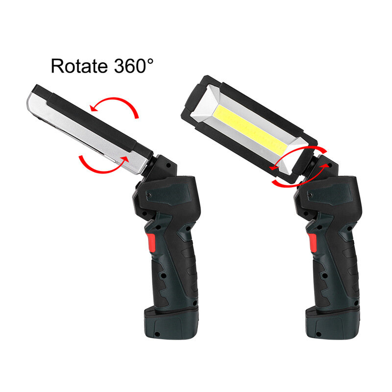 Lampe de travail portable multifonctionnelle pour l'extérieur, Rotation de 360 degrés, avec aimant, charge USB, lampe d'urgence