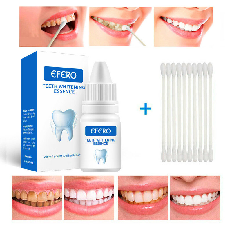 Efero dentes branqueamento essência remove manchas de placa limpeza higiene oral clarear dentes manchas pretas soro lixívia dente líquido
