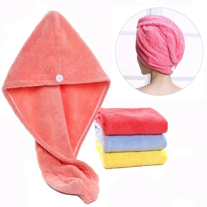 Dry Hair Towel Microfiber Bath Towel Long Hair Drying Hat Quick-dry Soft  Skin-friendly Button Triangle Hats Towel Mom Wife Gift
