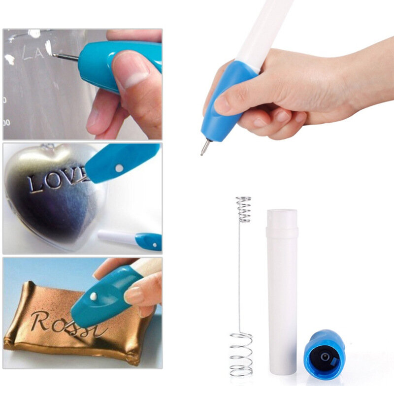 1Pc Metalen Graveur Pen Opnemen Letters Machine Draagbare Houtsnijwerk Elektrische Sieraden Plastic Glas Carve Belettering Tool