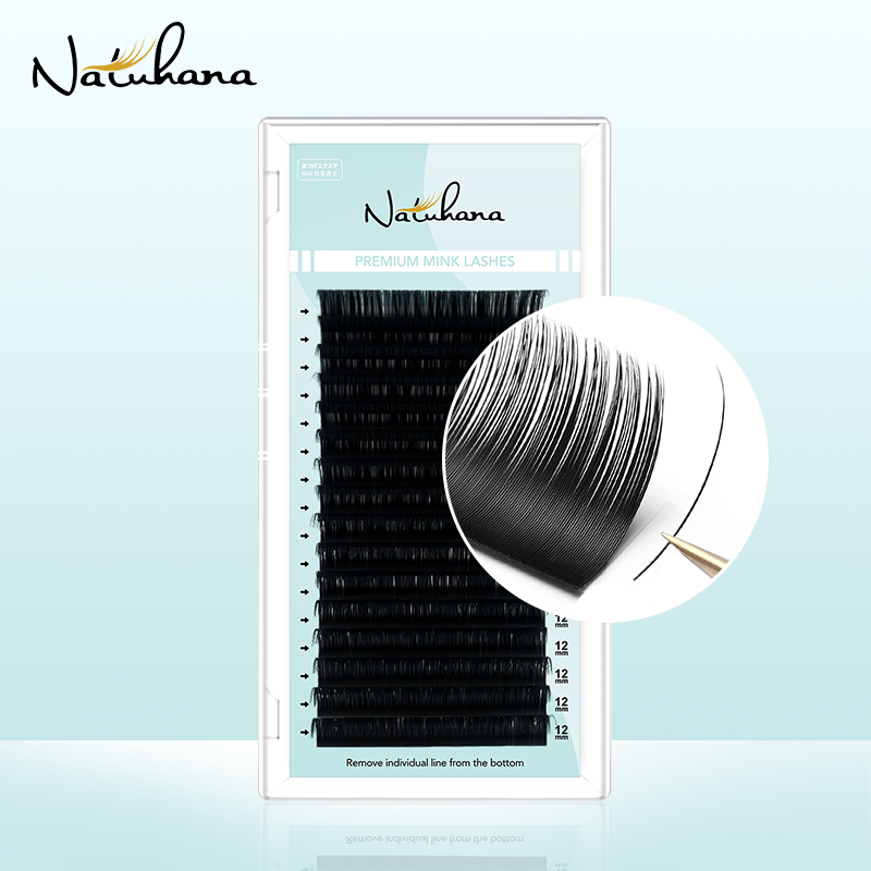 Natuhana premium vison cílios fosco preto individual cílios extensão cílios b c d onda macio natural cílios extensão maquiagem