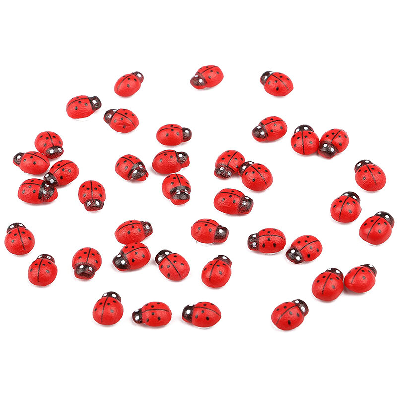 200Pcs Mini Wooden Ladybugs Used For Gardens, Landscapes, Plants And Decorations