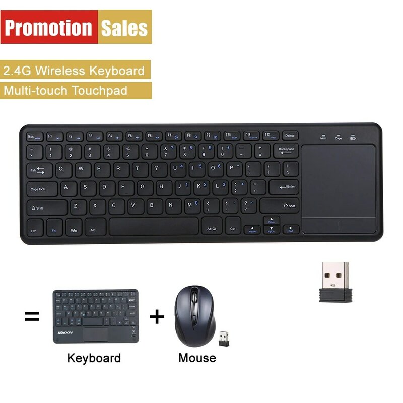 2.4G Wireless Keyboard Wireless Multi-touch Touchpad Not Bluetooth Mini Keyboards with USB Receiver for Android Smart TV Laptops