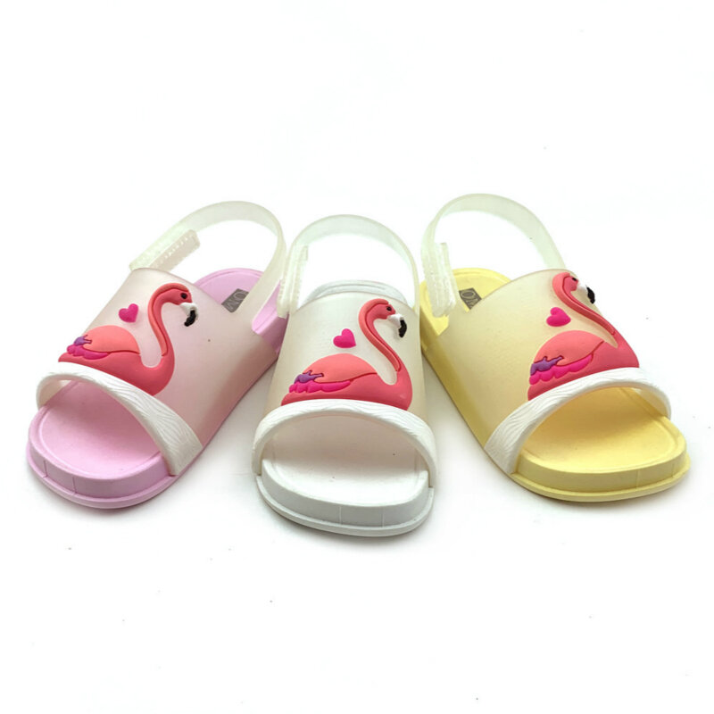 Nowe dziewczęce buty galaretki letnie dziecięce buty chłopięce sandał na plażę dziecięce księżniczki dziecięce sandały pcv Cute Cartoon Flamingo buty dla małego dziecka
