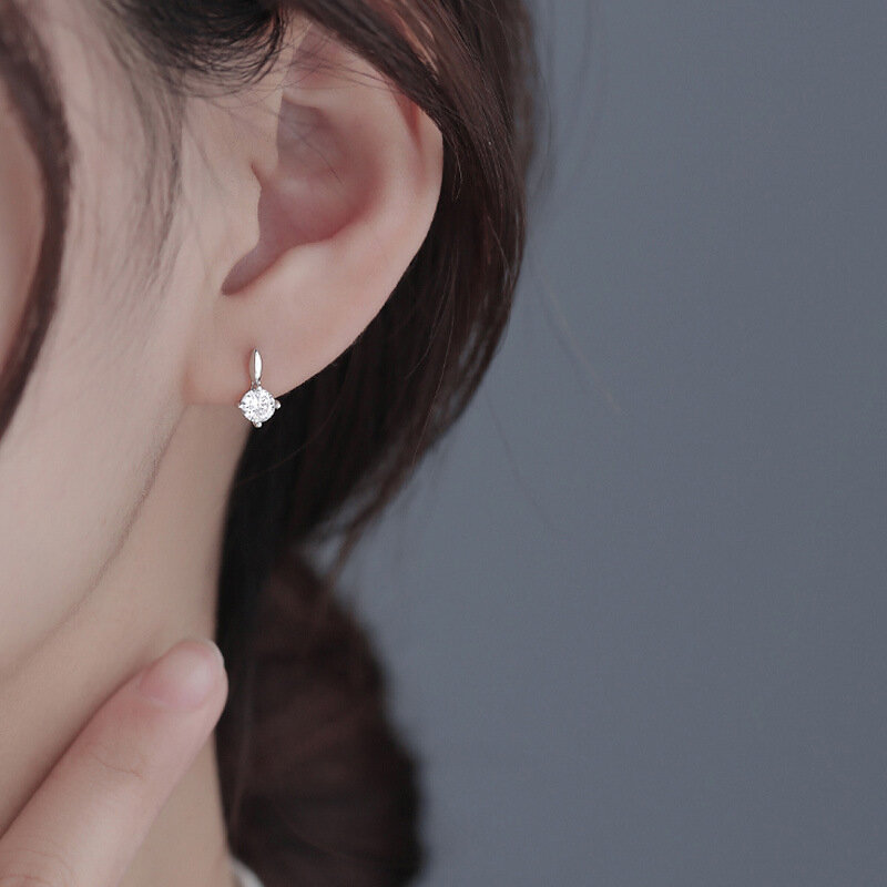 New Silver Color Minimalist Zircon Small Stud Earrings Female Simple Exquisite Handmade Fashion Gift Jewelry
