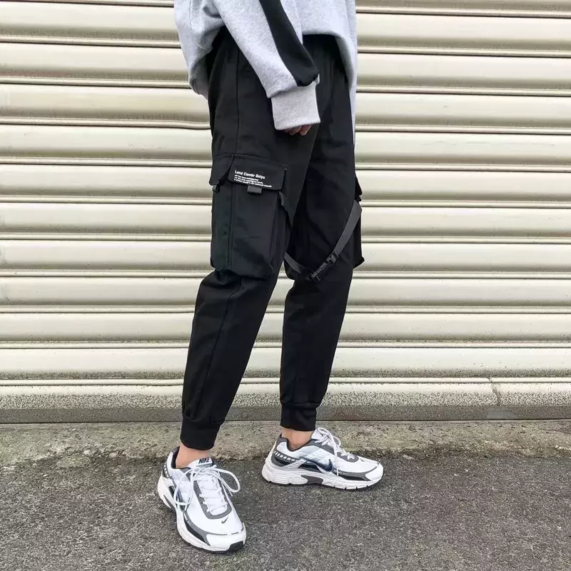ริบบิ้น Harem Joggers กางเกงบุรุษ Streetwear 2022 Hip Hop Casual กระเป๋ากางเกงชาย Harajuku กางเกงแฟชั่น