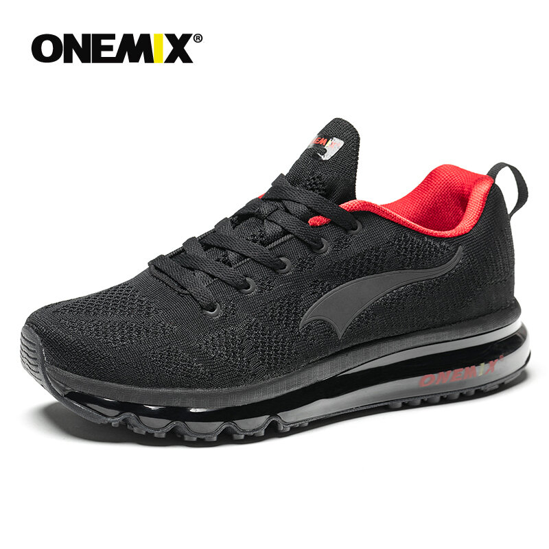 ONEMIX Sepatu Lari Sneakers Pria Bantalan Udara Luar Ruangan Jaring Bersirkulasi Sepatu Atletik Reflektif Warna-warni Sepatu Jogging