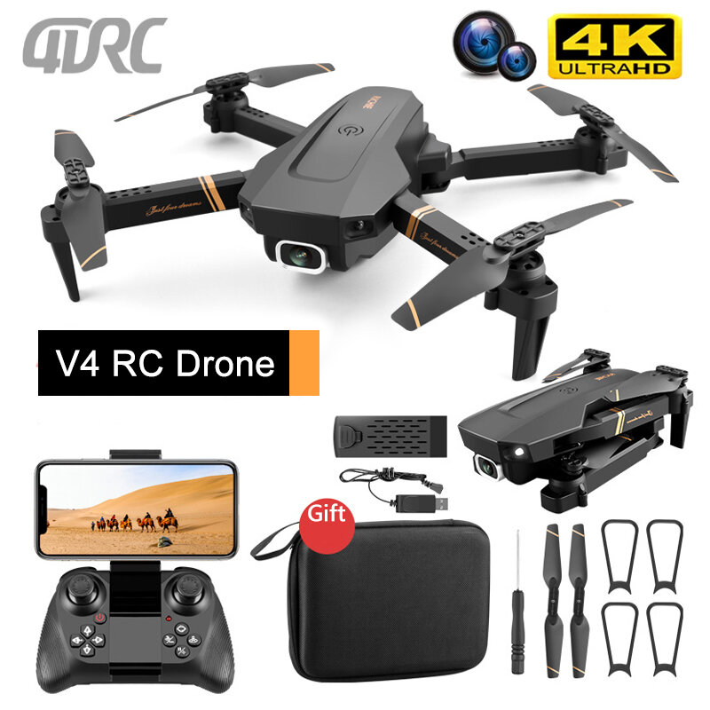 4DRC V4 RC Drone 4K 1080P HD Cámara gran angular WIFI FPV Cámara Dual Quadcopter plegable altura sostener helicóptero juguete