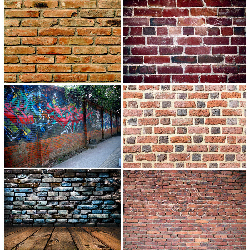 Vinyl Custom Vintage Brick Wall Wooden Floor Photography Backdrops Graffiti Photo Background Studio Prop 17056 TW-05