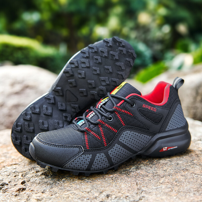 Zapatos de senderismo al aire libre para hombre, calzado de viaje de cuero impermeable para caza y montaña, calzado deportivo informal de goma para sintonizar senderos