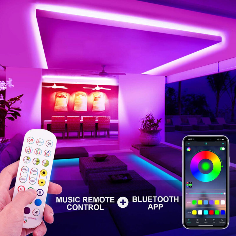 Usb Led Strip 2835 Bluetooth 5V Rgb Lint Flexibele Verlichting Voor Kamer Decoratie Tv Backlight Diode Tape App Telefoon control + Adapter