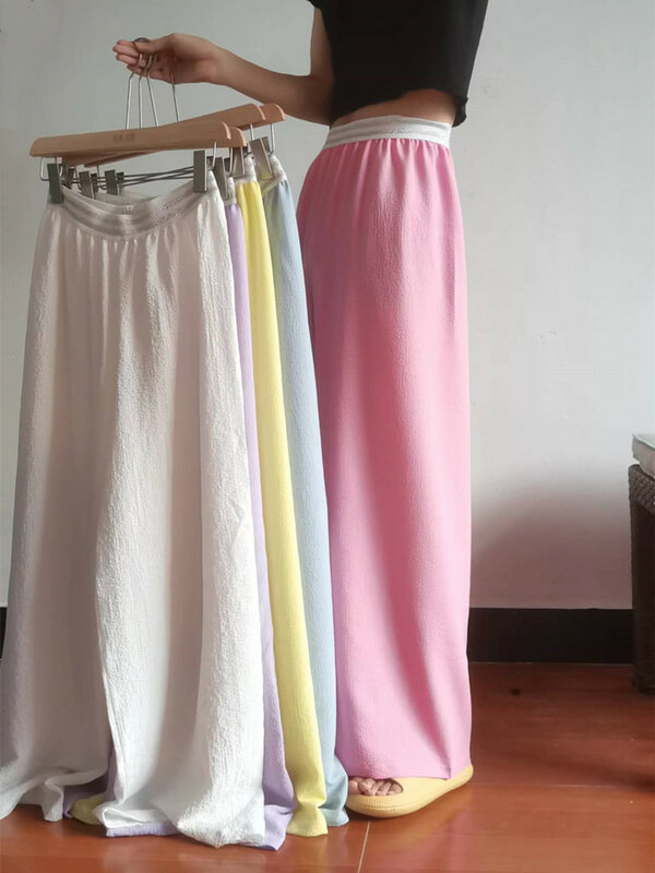 Broad LEG TROUSERS FEMALE SUMMER THIN MONEY DROOPS FEEL LOOSE HIGH WAIST LOOSE waist casual trousers mop the ground trousers