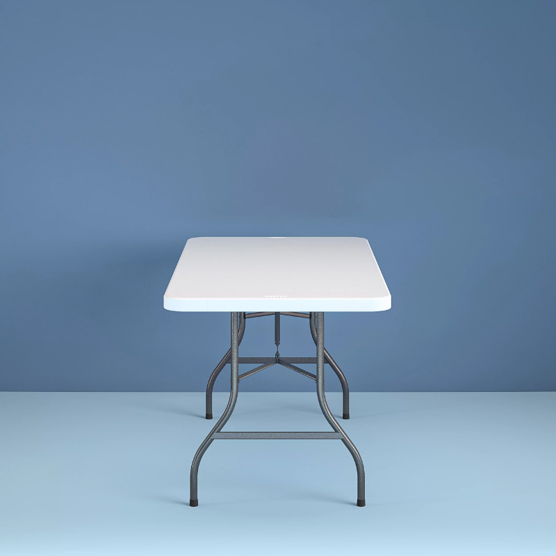 كوسكو 6ft طاولة بيضاء محمولة قابلة للطي في الهواء الطلق حديقة التخييم نزهة الجدول