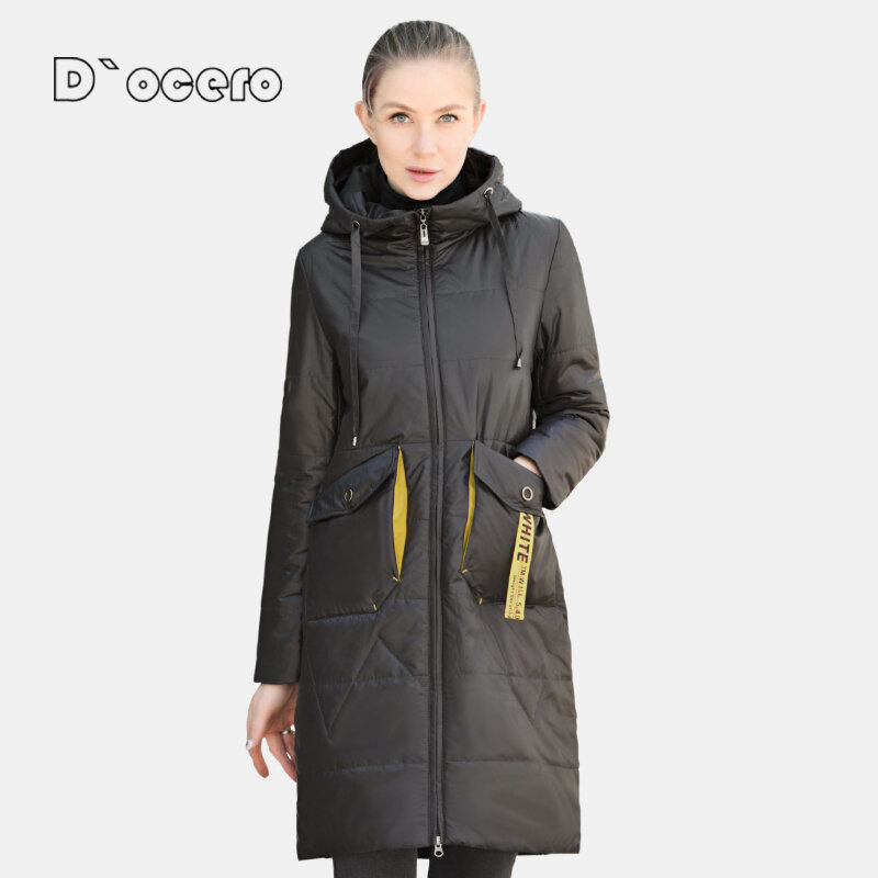 DOCERO-새로운 봄 가을 재킷 여성용, 핫 세일 얇은 코튼 코트, 긴 퀼트 후드 파카, 패션, 따뜻한 퀼트 아웃웨어, 2021