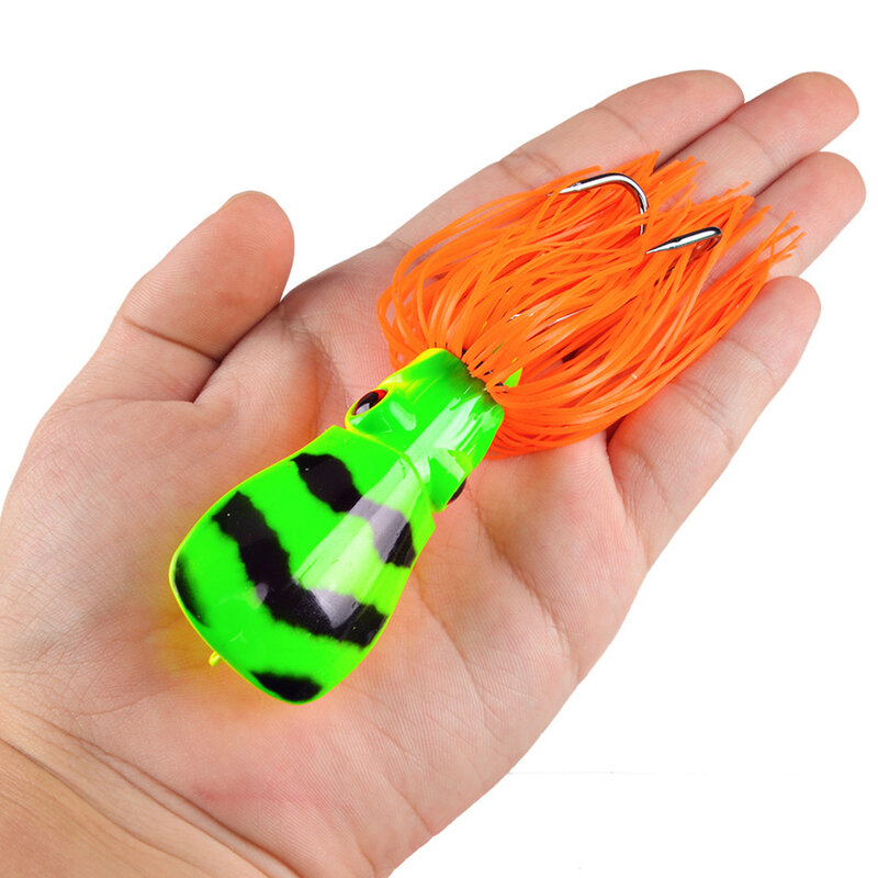 Señuelo de rana de tubo suave, cebo de pesca de plástico con ganchos de pesca, 7CM, 16,5G, 3D ojos artificiales, juego de Señuelos de Pesca