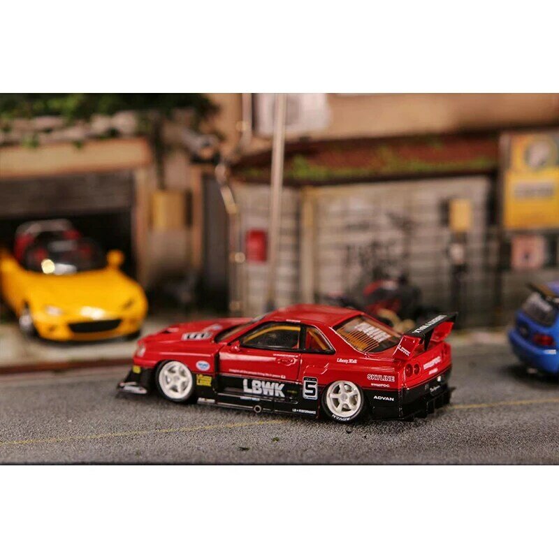 Arma de rua sw 1:64 lbwk gtr r34 super silhueta capa pode abrir liga diorama carro modelo coleção carros em miniatura brinquedos