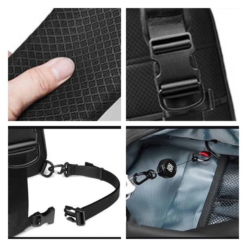 SUUTOOP Men's Expandable Shoulder Bag USB Charging Travel Chest Bag Waterproof Crossbody Messenger Pack For Male Women Female