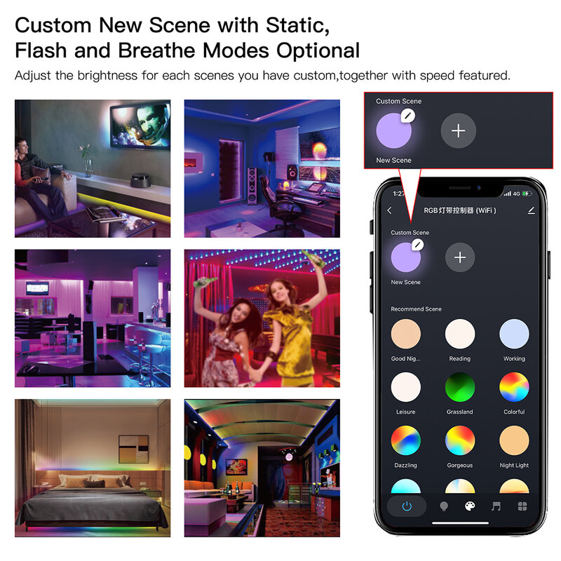 WiFi Smart LED Light Strip RGB 5050 Controller Music Sync Color Changing Smart Life App Control Voice Control by Alexa Google