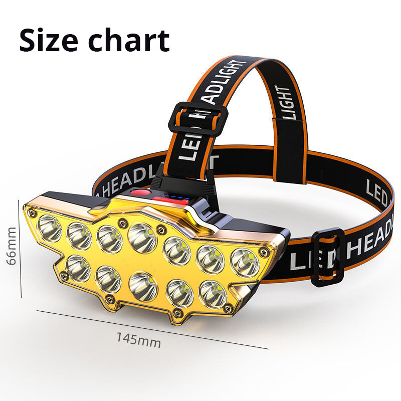헤드 라이트 12 LED 전조등 내장 배터리 야외 야간 낚시 방수 USB 충전 손전등 자동차 서비스 램프