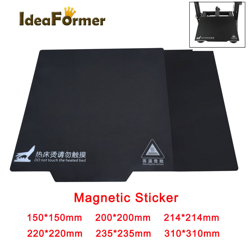 A impressora 3d parte a fita magnética nova da cama para a etiqueta da cópia 150/200/214/220/235/310mm quadrada da placa da construção placa a placa flexível da superfície