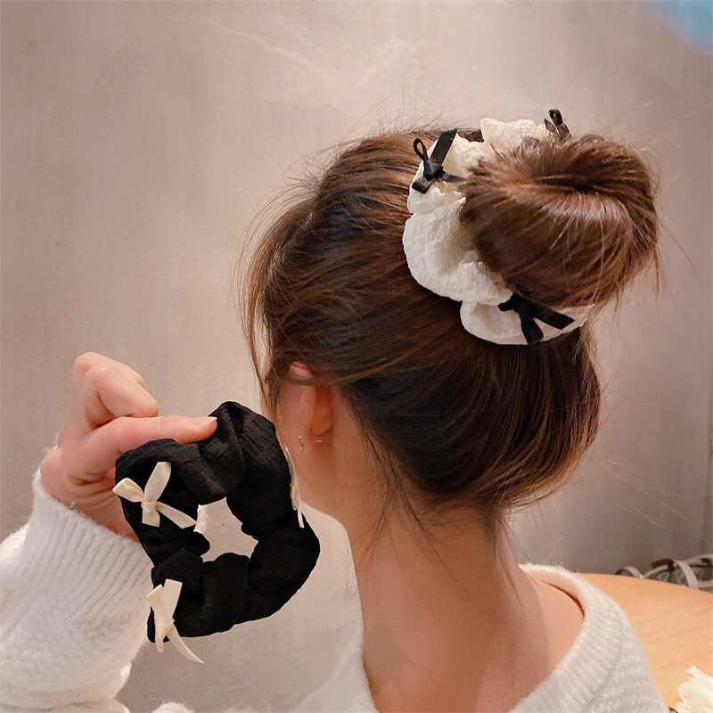 Sweet little fragrant bow spring style simple large intestine circle tie head rope personality student ball hair accessories
