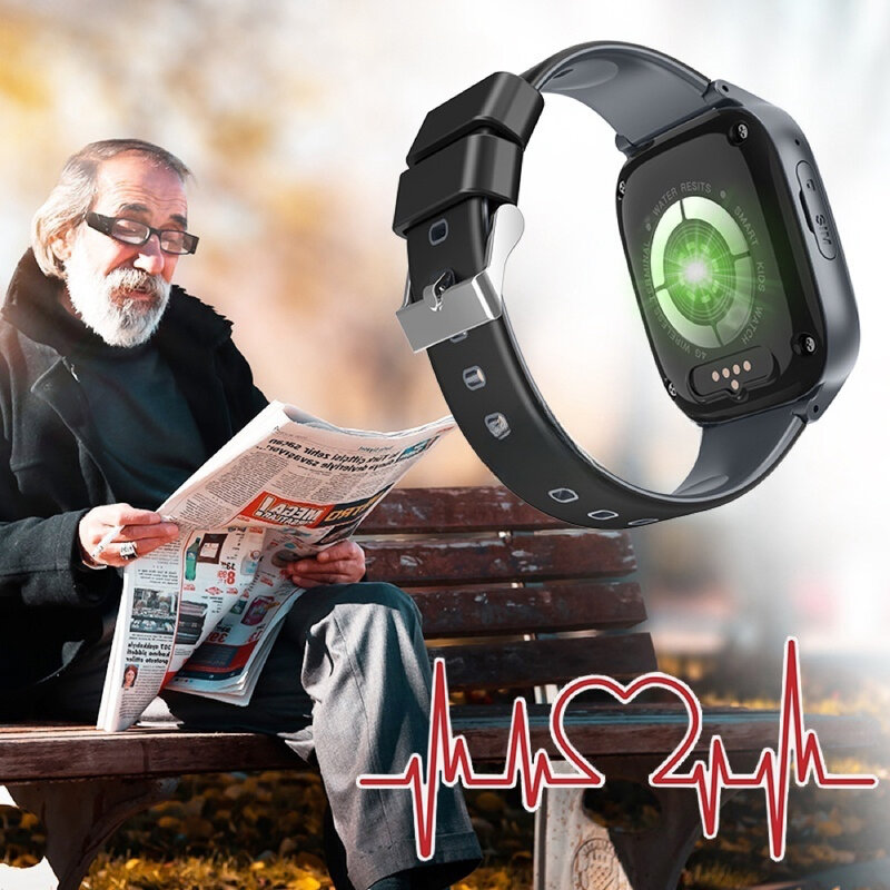 Reloj inteligente 4g para personas mayores, dispositivo Digital con control del ritmo cardíaco y de la presión sanguínea, GPS, Monitor de SOS para personas mayores