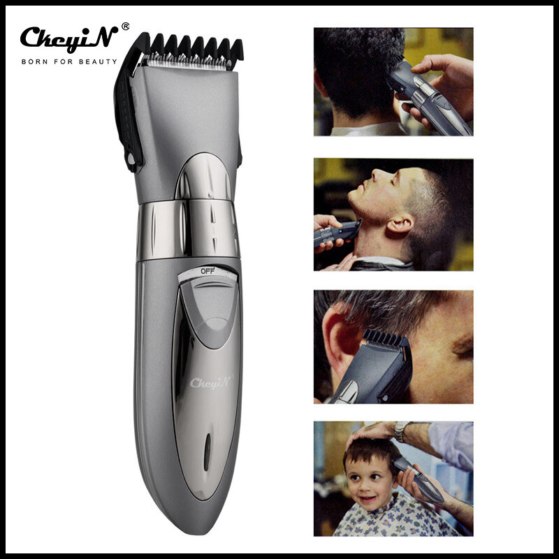 Ckeyin-Afeitadora eléctrica recargable inalámbrica, resistente al agua, adecuada para peinados cortos, medianos o largos