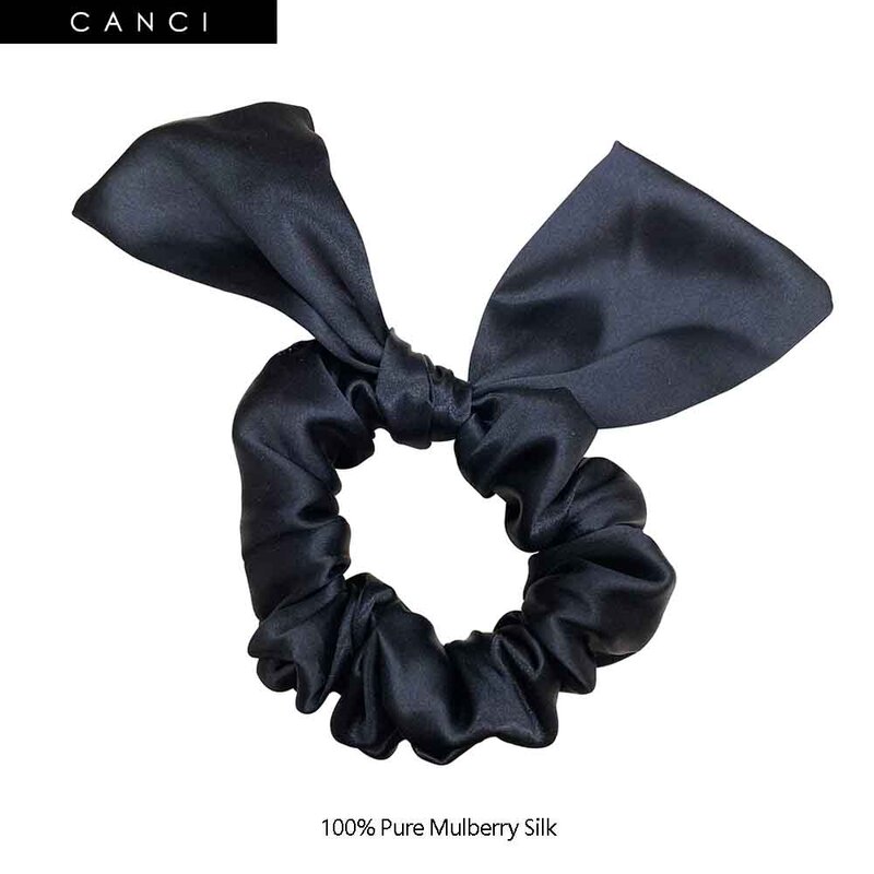 Bunny Oren Scrunchies 100% Pure Moerbei Zijde Grote Haarbanden Ties Elastische Paardenstaart Houders Voor Vrouwen Meisjes Haar Accessoires