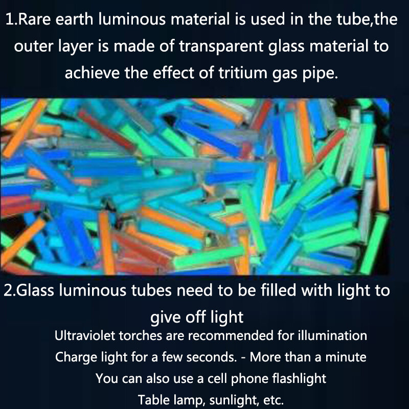 Bukan Batang Gas Tritium) Tabung Berkilau Kaca Ujung Jari Gyro EDC Batang Bercahaya Lampu Sinyal Luar Ruangan 1, 5X 6/2x 6/3x1 5/3 × 20/3x2 2/3x22.5MM