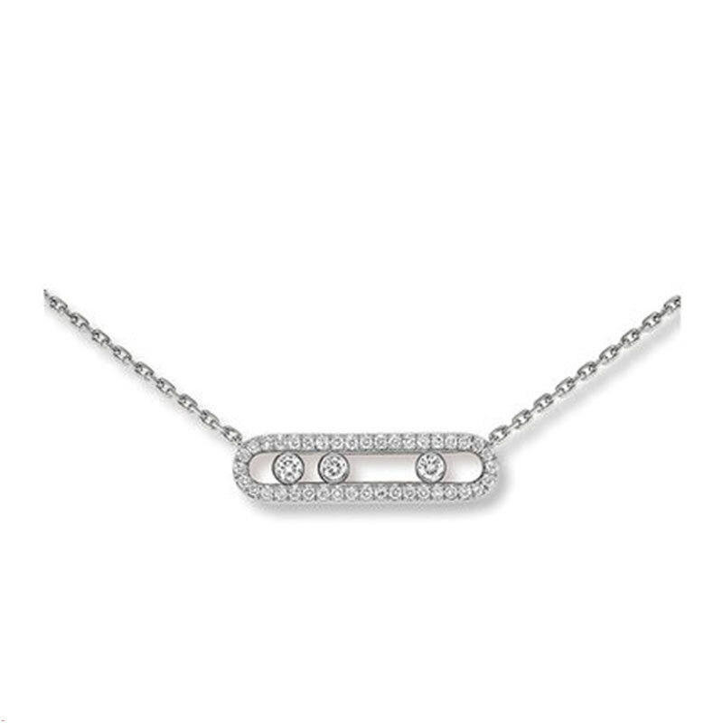 Clássico S925 Colar de prata esterlina para mulheres, diamante móvel, jóias luxuosas, presente para namorada, moda