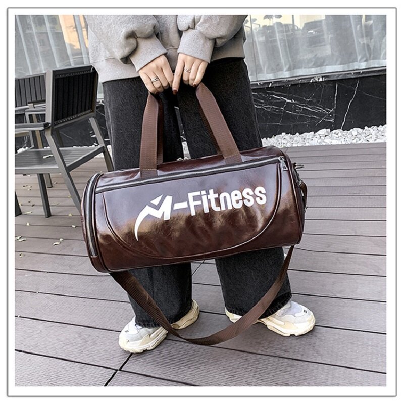 Mulheres ginásio saco de couro do plutônio sacos de desporto seco molhado sacos de treinamento para sapatos de fitness yoga viagem bagagem ombro saco de desporto