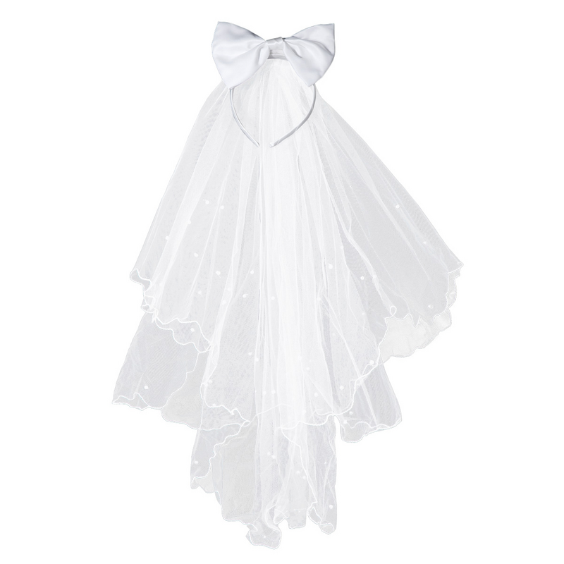 Girls Wedding Veil Hair Wreath Vestidos De Novia Blancos Double Layer Child Dress White