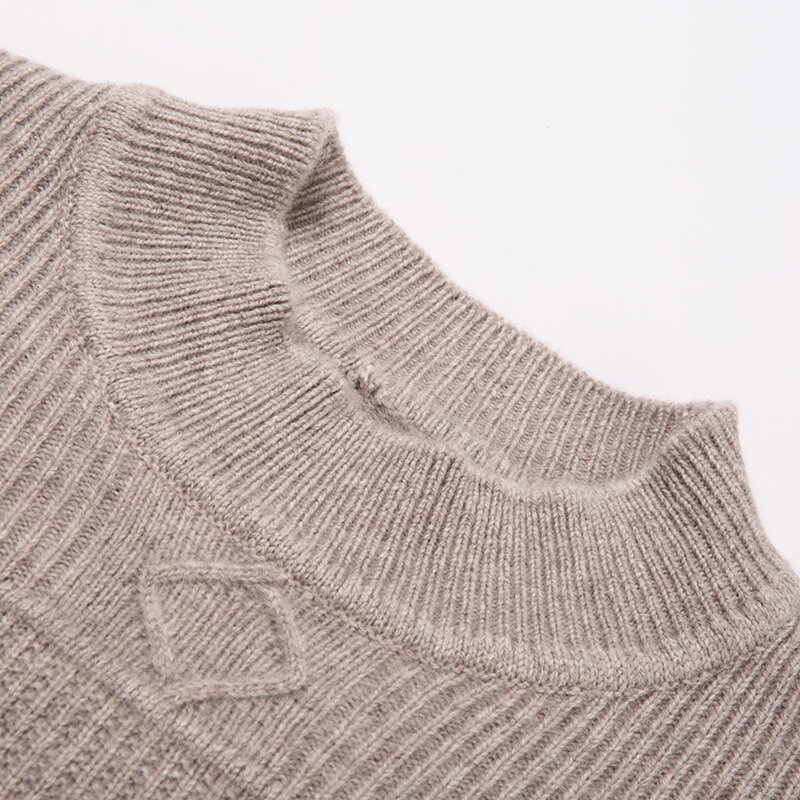 Suéter de lana de manga larga para hombre, suéter informal grueso de estilo coreano, de medio Cuello, otoño e invierno, 2022